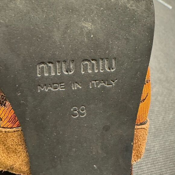 Miu Miu 5” Heels Exotic Jacquard & Leather Slingbacks Size 39 US 9 Made in Italy - Picture 14 of 16